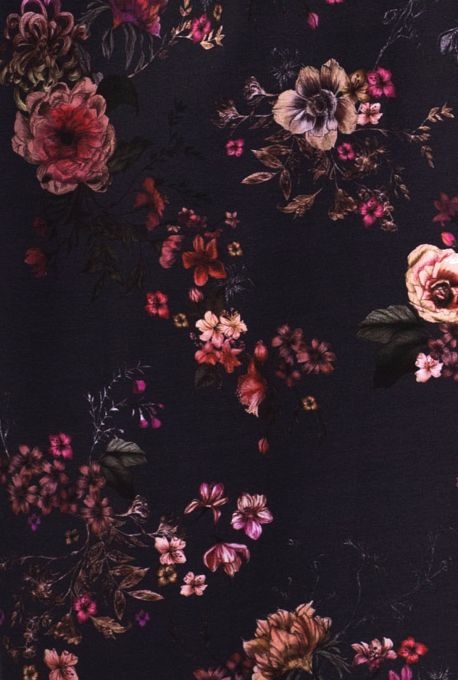 LIVIA Maxi Kleid (Japanese Boho Floral) vintage schwarz aus Bio Baumwolle