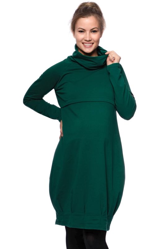 BABETT warmes Umstands-und Stillkleid aus Bio Baumwolle (grün)